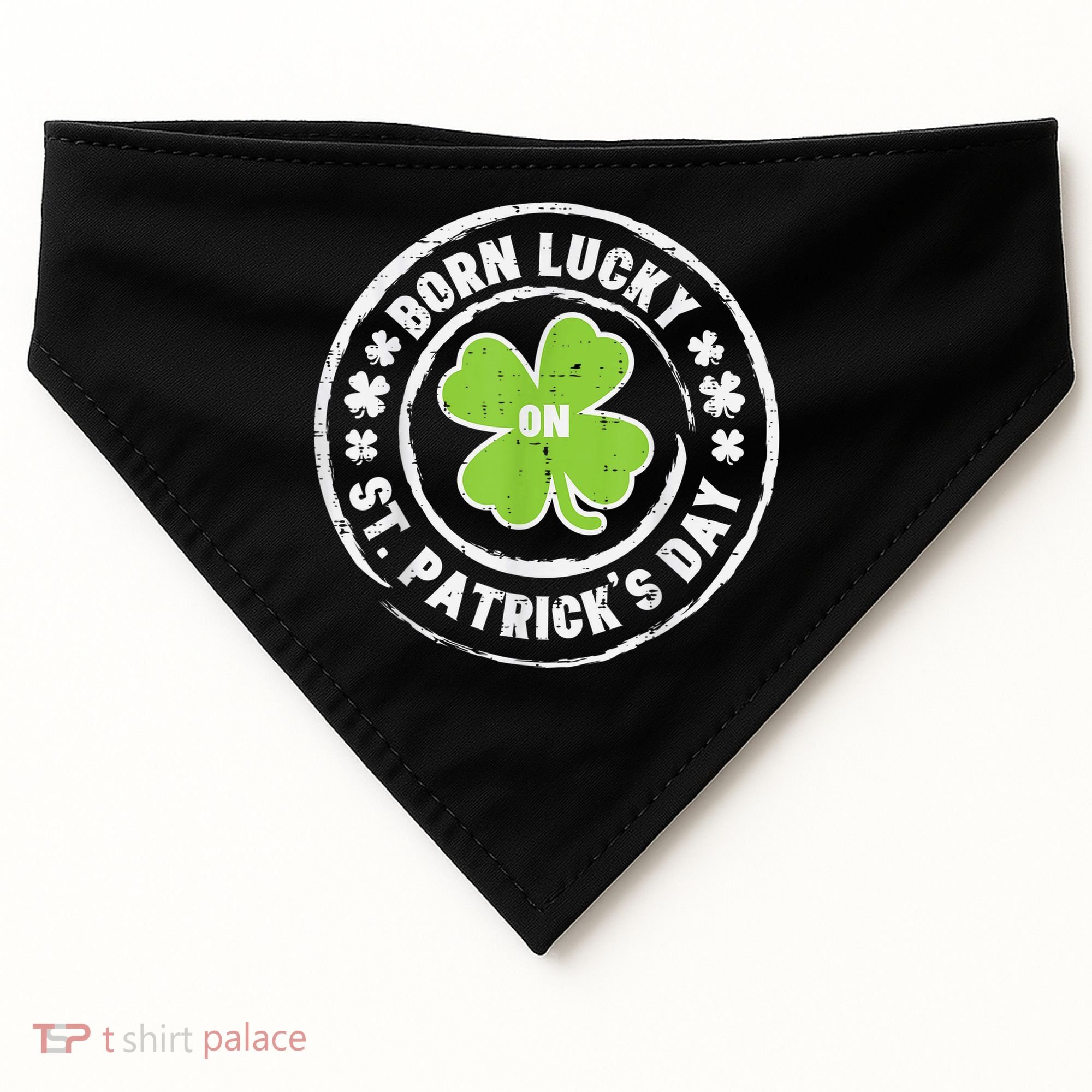 Born Lucky On St Patricks Day Birthday Bday   s USA-Made Doggie Bandana