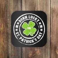 Born Lucky On St Patricks Day Birthday Bday   s Coaster thumb 0