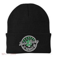 Born Lucky On St Patricks Day For Birthday Party Great Gift Beanie thumb 0