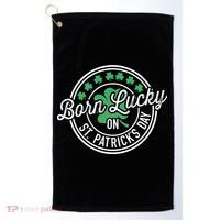 Born Lucky On St Patricks Day For Birthday Party Great Gift Golf Towel thumb 0
