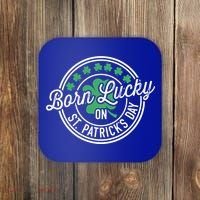 Born Lucky On St Patricks Day For Birthday Party Great Gift Coaster thumb 0