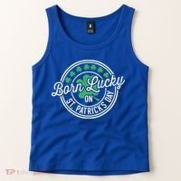 Born Lucky On St Patricks Day For Birthday Party Great Gift Tank Top thumb 2
