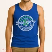 Born Lucky On St Patricks Day For Birthday Party Great Gift Tank Top thumb 3