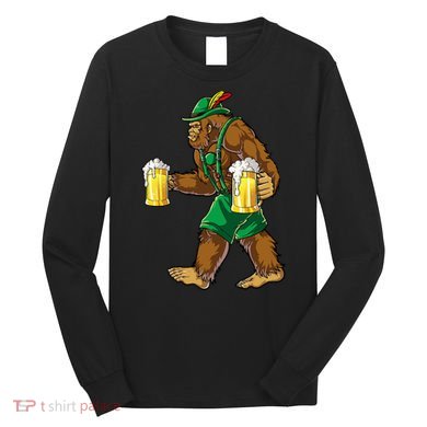 Bigfoot Lederhosen Oktoberfest Prost Beer Mug Long Sleeve Shirt