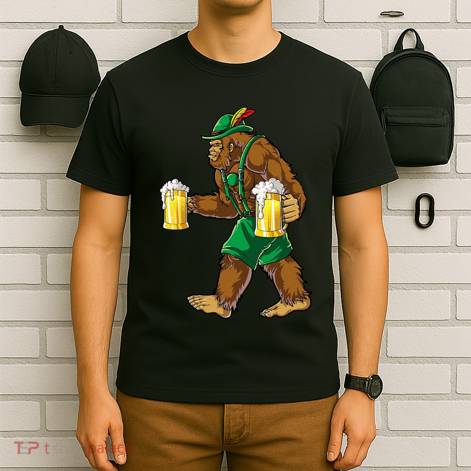 Bigfoot Lederhosen Oktoberfest Prost Beer Mug T-Shirt