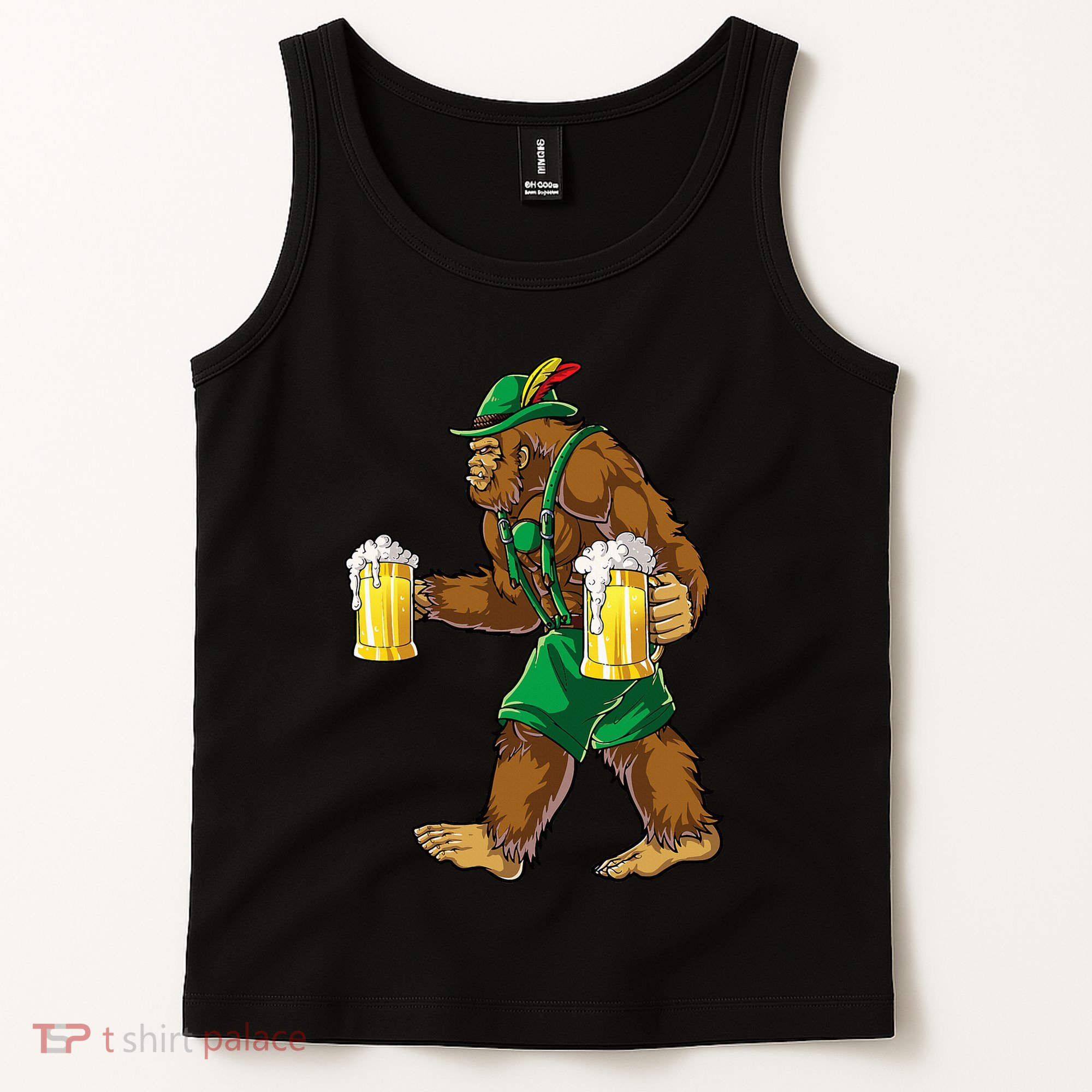 Bigfoot Lederhosen Oktoberfest Prost Beer Mug Tank Top