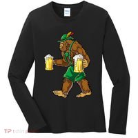 Bigfoot Lederhosen Oktoberfest Prost Beer Mug Women's Long Sleeve Shirt thumb 0