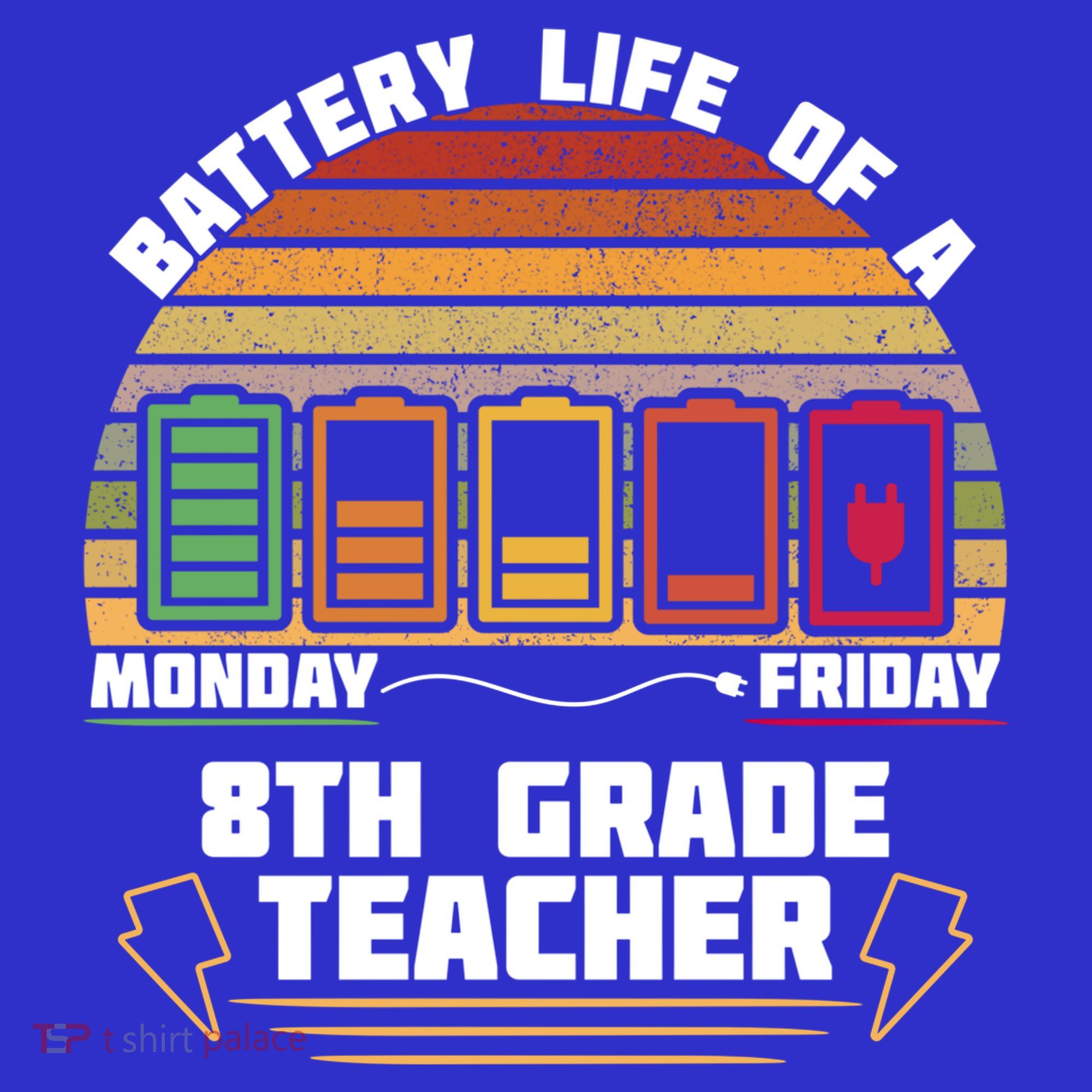 Battery Life Of A 8th Grade Teacher Funny Funny Gift Hoodie