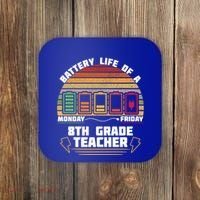 Battery Life Of A 8th Grade Teacher Funny Funny Gift Coaster thumb 0