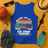 Battery Life Of A 8th Grade Teacher Funny Funny Gift Tank Top thumb 4