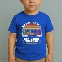 Battery Life Of A 8th Grade Teacher Funny Funny Gift Toddler T-Shirt thumb 2