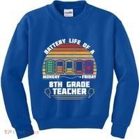 Battery Life Of A 8th Grade Teacher Funny Funny Gift Kids Sweatshirt thumb 0