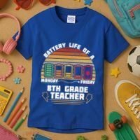 Battery Life Of A 8th Grade Teacher Funny Funny Gift Kids T-Shirt thumb 3