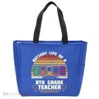 Battery Life Of A 8th Grade Teacher Funny Funny Gift Tote Bag thumb 0