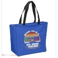 Battery Life Of A 8th Grade Teacher Funny Funny Gift Tote Bag thumb 2