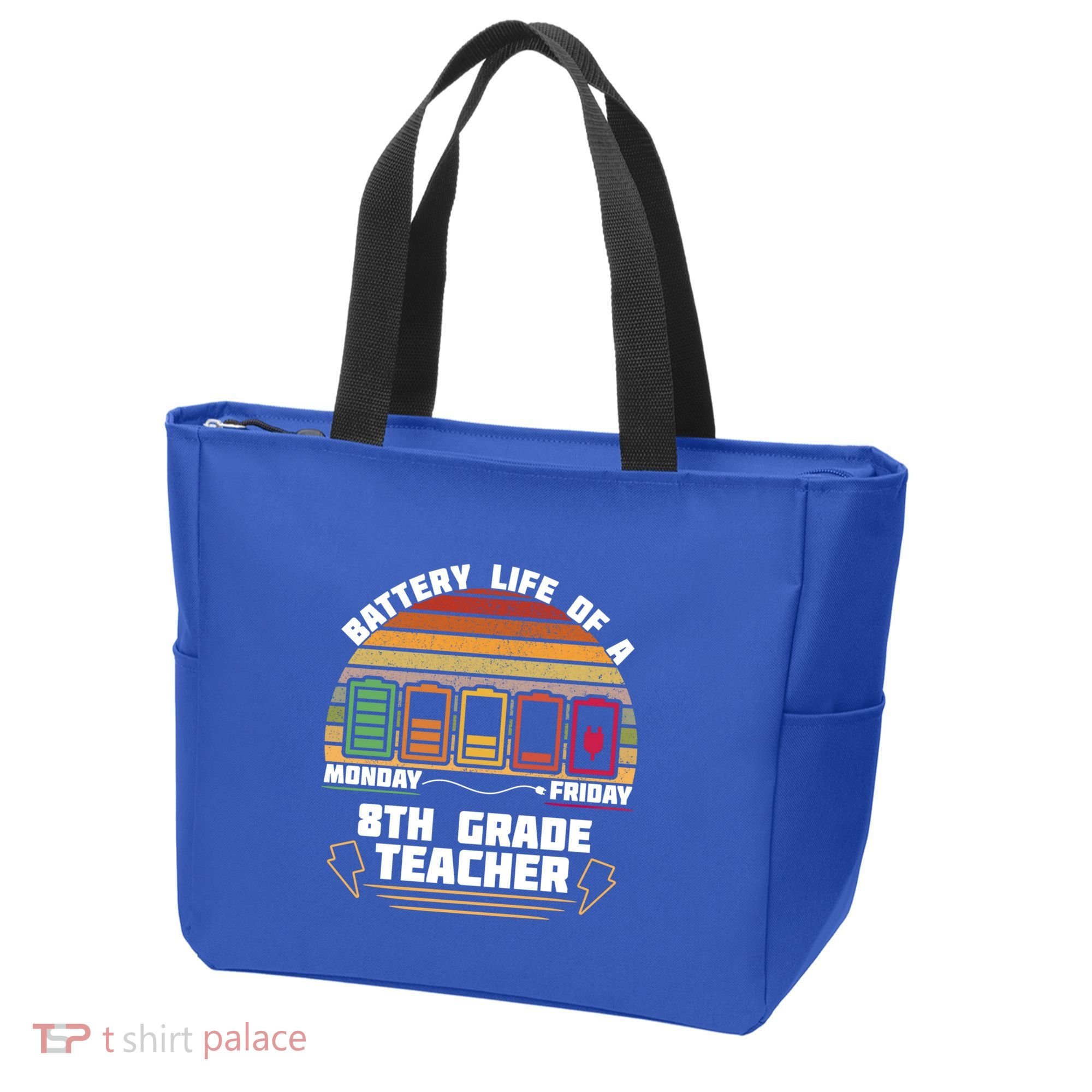 Battery Life Of A 8th Grade Teacher Funny Funny Gift Tote Bag