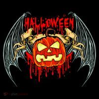 Bloody Bat Pumpkin Halloween Button thumb 1
