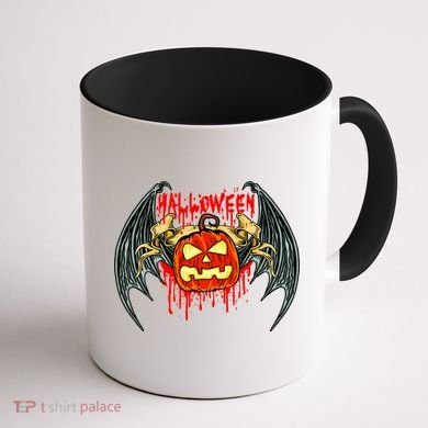 Bloody Bat Pumpkin Halloween Coffee Mug back