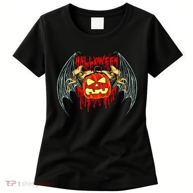 Bloody Bat Pumpkin Halloween Women's T-Shirt