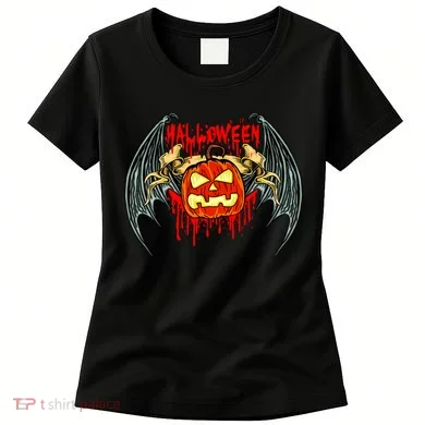 Bloody Bat Pumpkin Halloween Women's T-Shirt