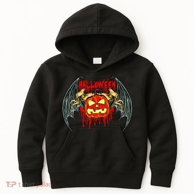 Bloody Bat Pumpkin Halloween Kids Hoodie