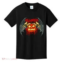 Bloody Bat Pumpkin Halloween Kids T-Shirt thumb 0