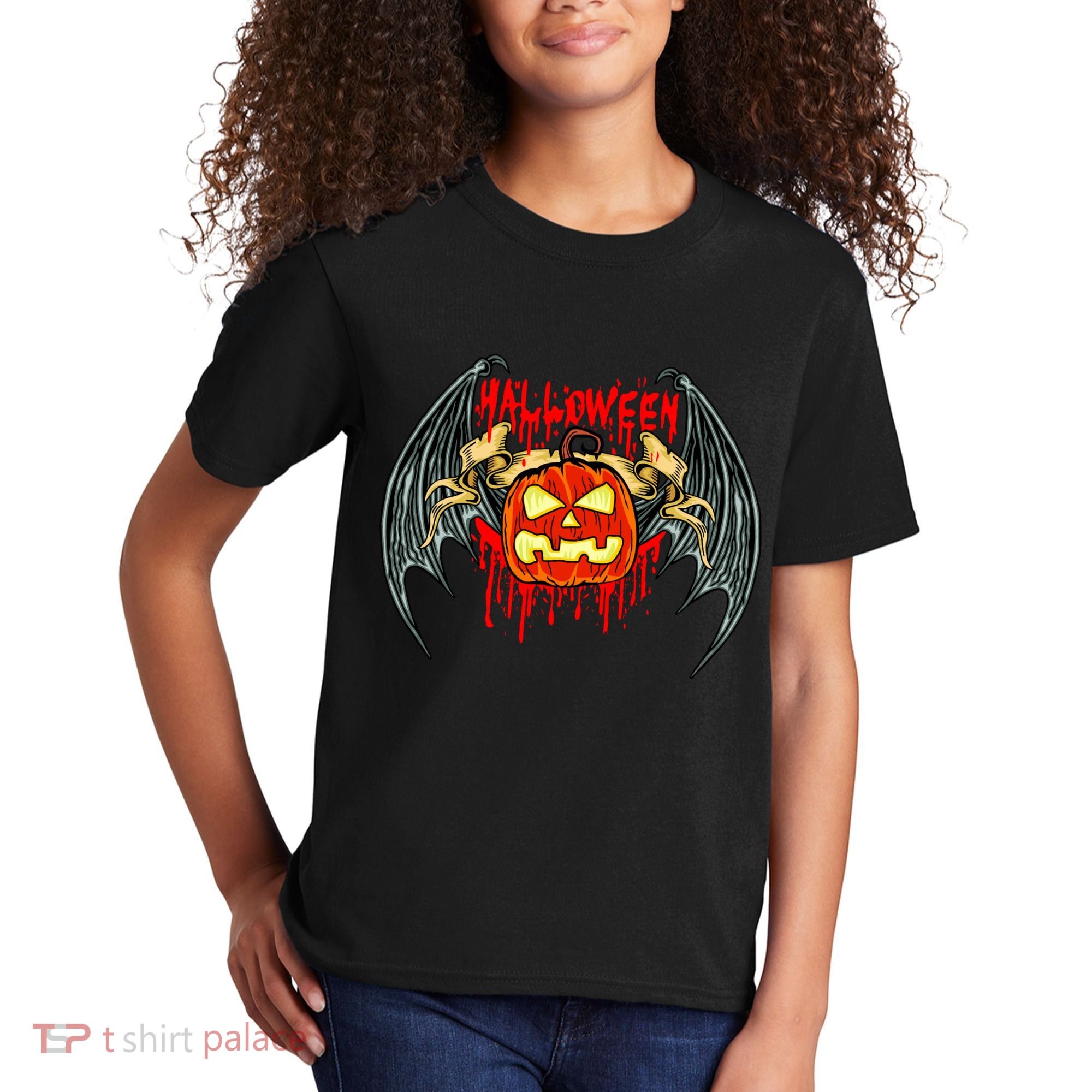 Bloody Bat Pumpkin Halloween Kids T-Shirt