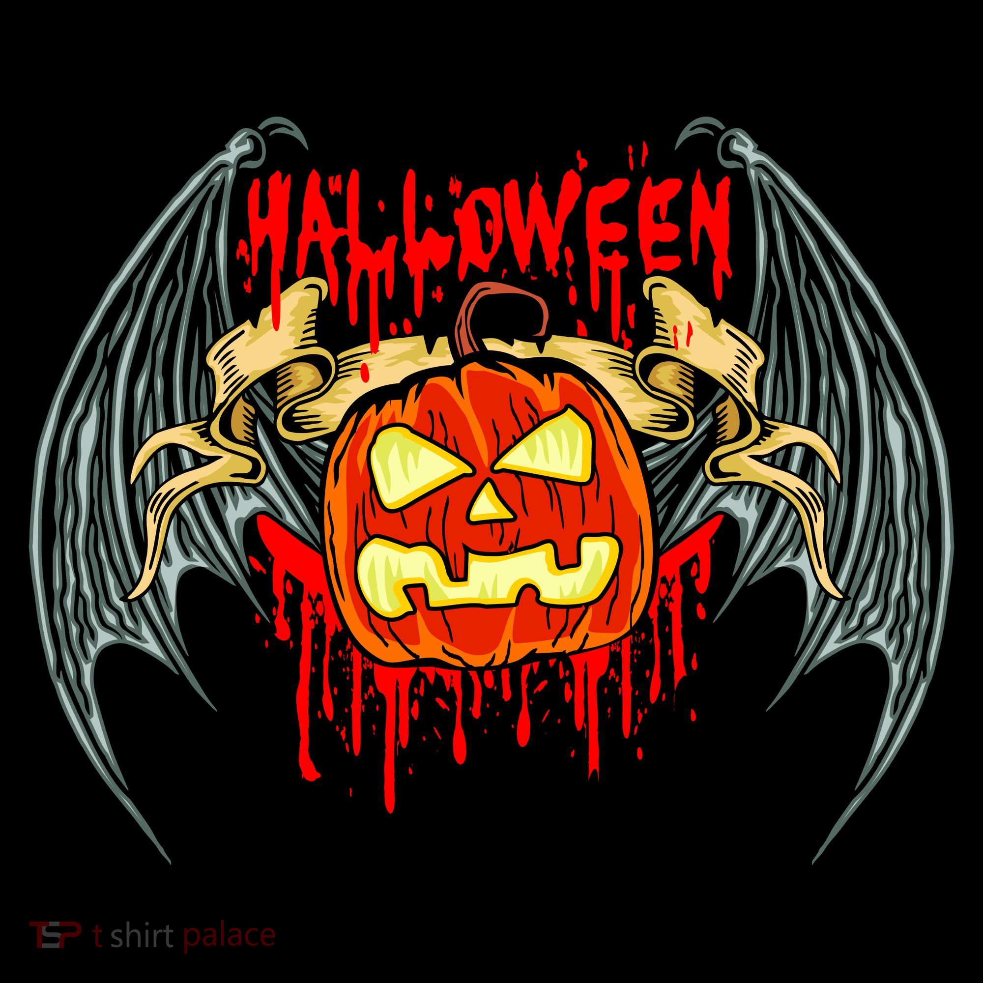 Bloody Bat Pumpkin Halloween Kids T-Shirt