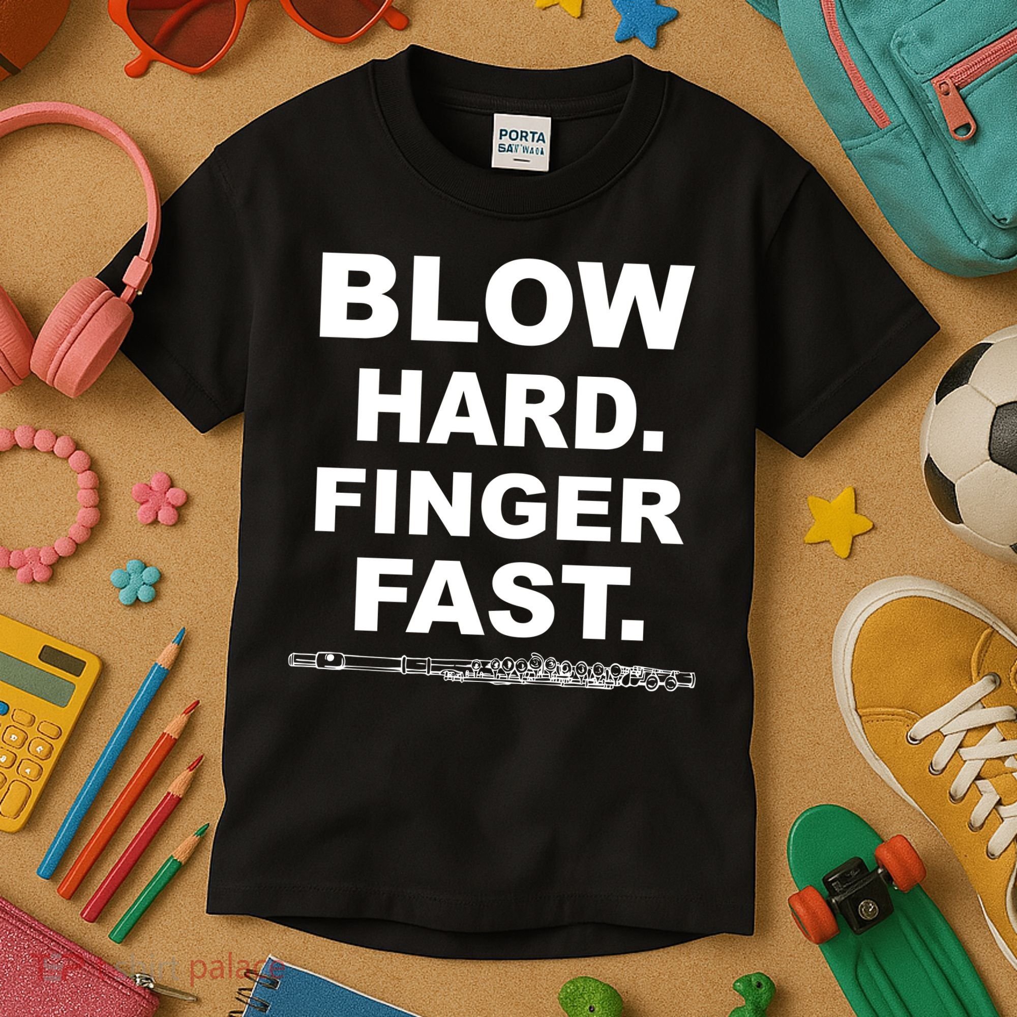 Blow Hard Finger Fast Flute Kids T-Shirt