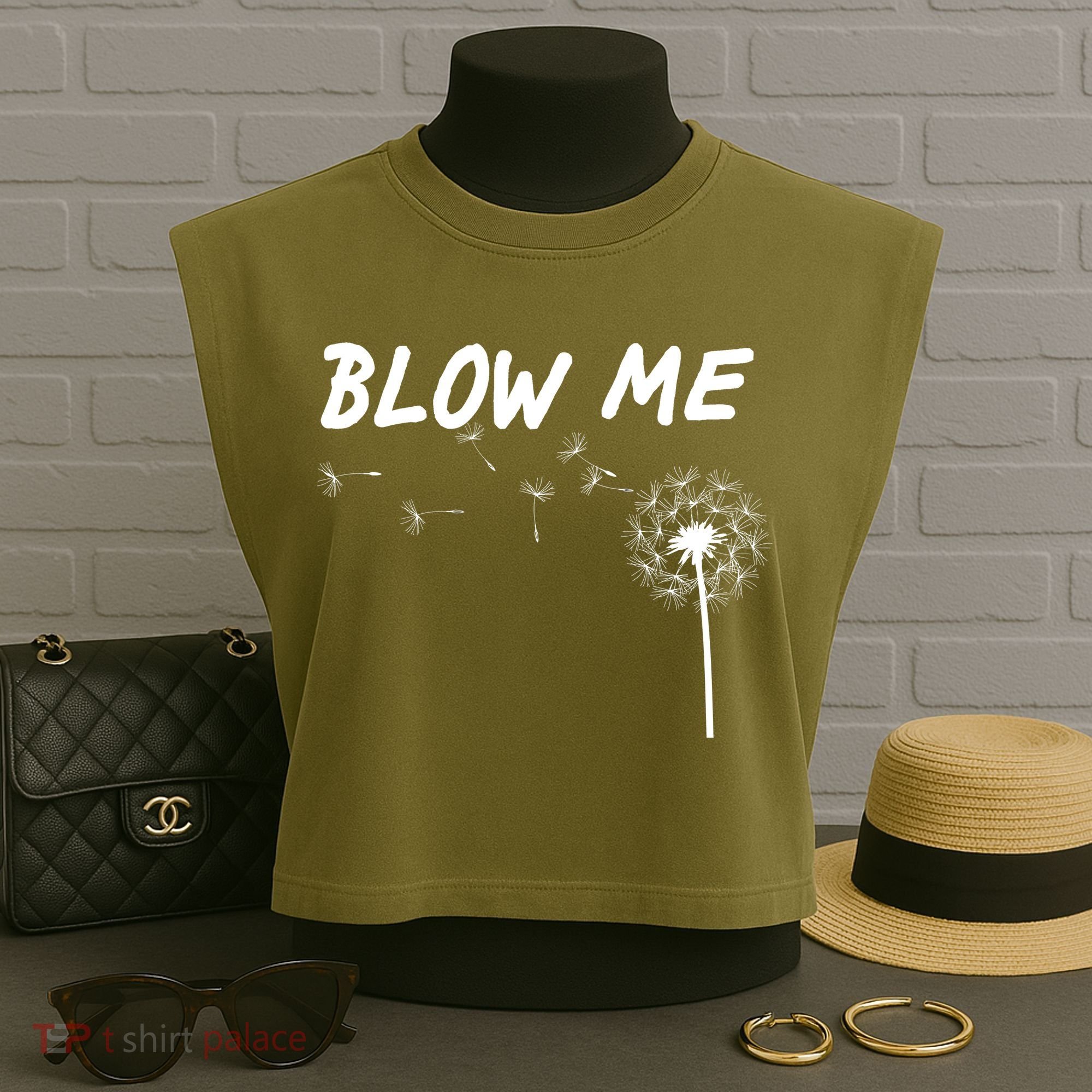 Blow Me Dandelion Garment-Dyed Women's Muscle Tee