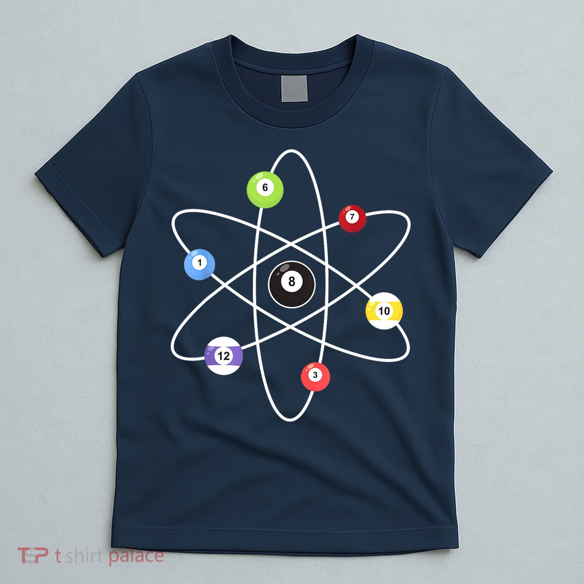 Billiard Lover Pool Player Game Sports Gift Cue Ball Atoms T-Shirt