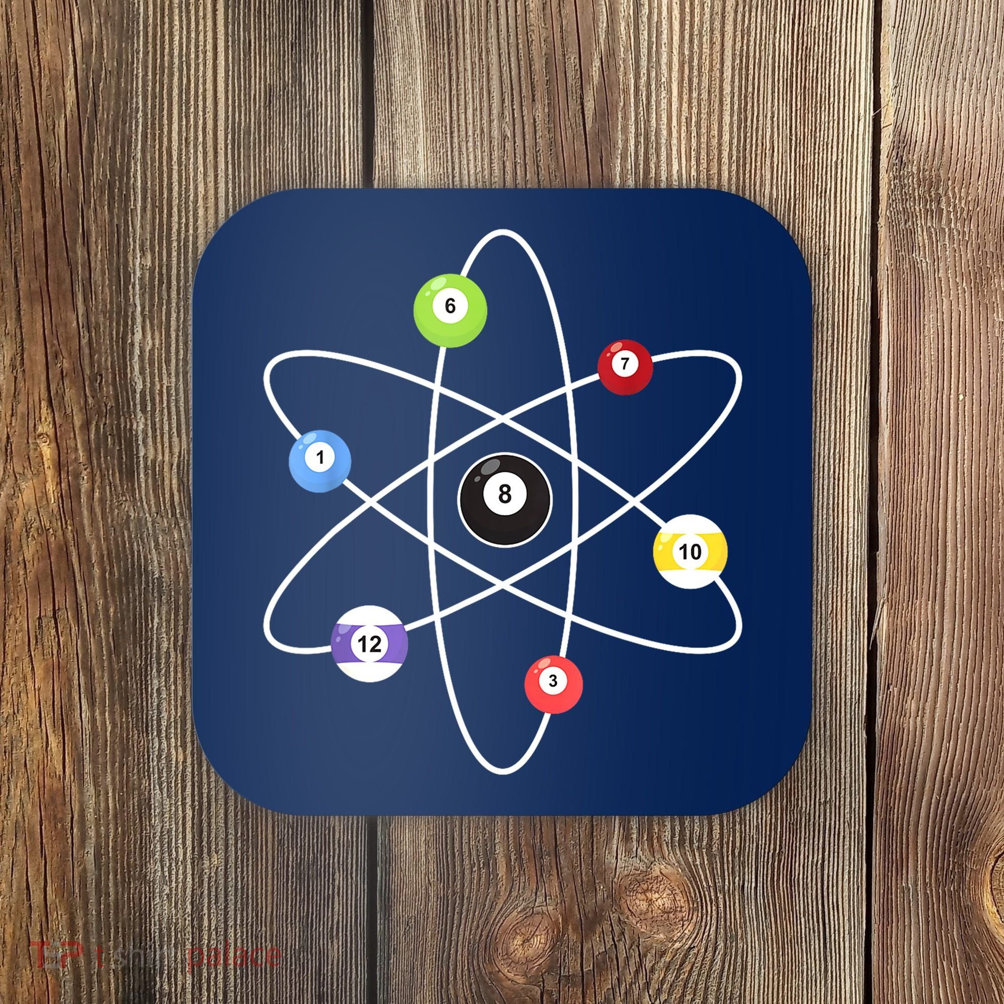 Billiard Lover Pool Player Game Sports Gift Cue Ball Atoms Coaster