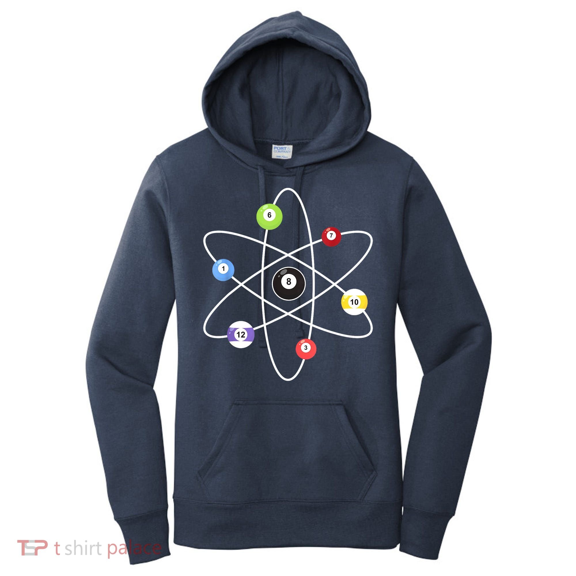 Billiard Lover Pool Player Game Sports Gift Cue Ball Atoms Women's Hoodie