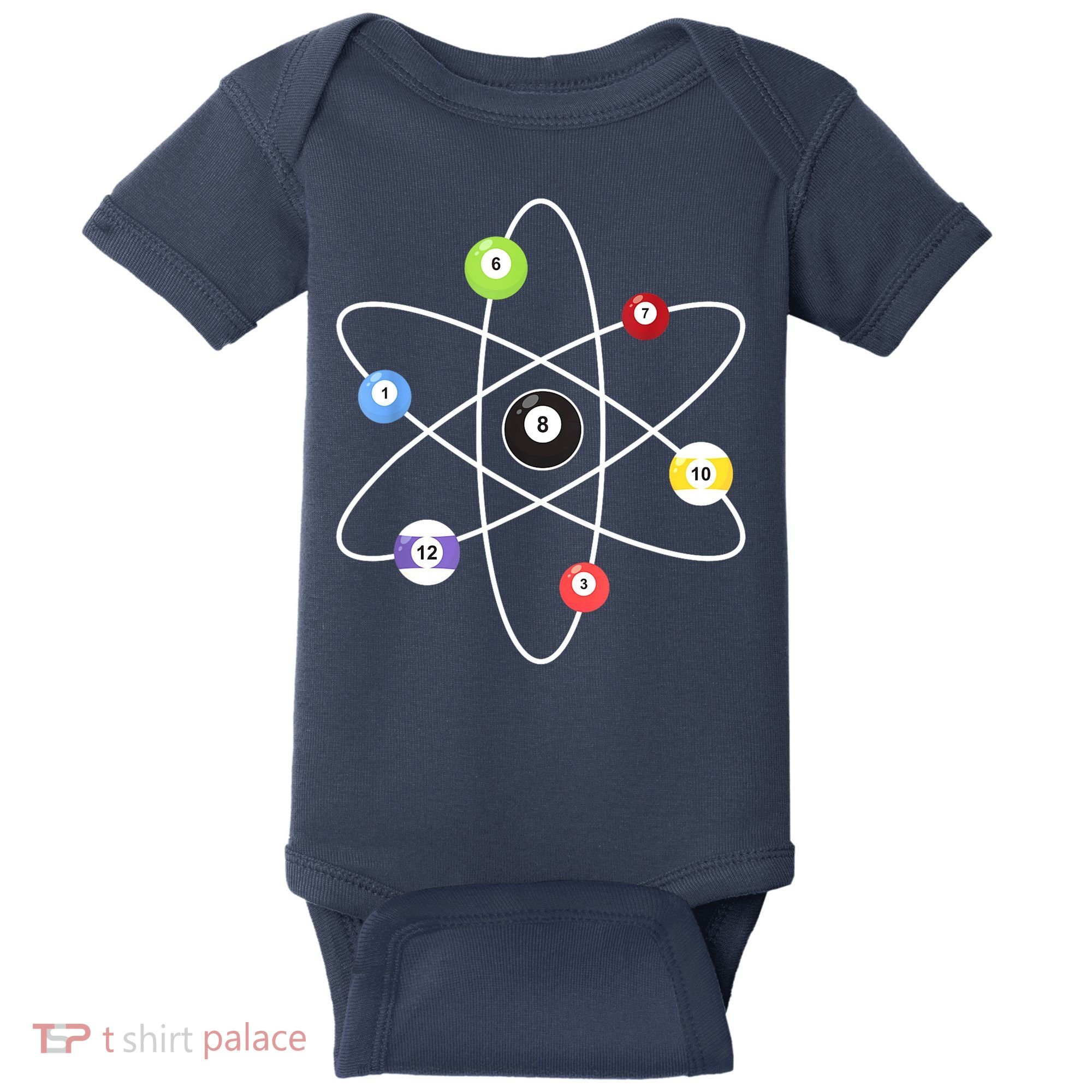 Billiard Lover Pool Player Game Sports Gift Cue Ball Atoms Baby Bodysuit