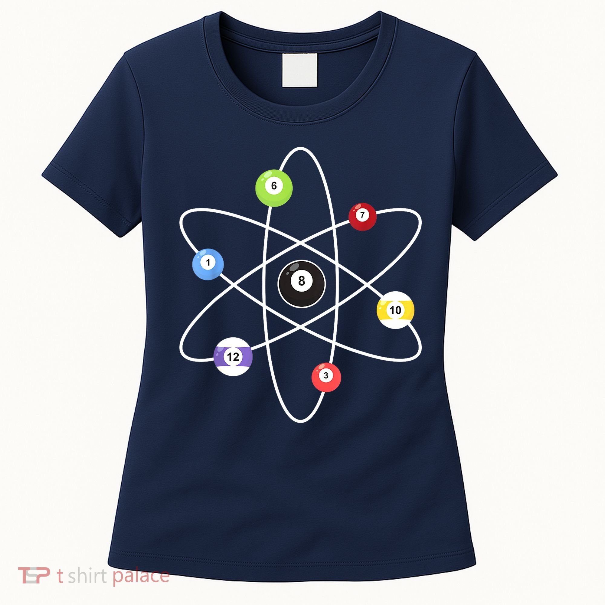 Billiard Lover Pool Player Game Sports Gift Cue Ball Atoms Women's T-Shirt