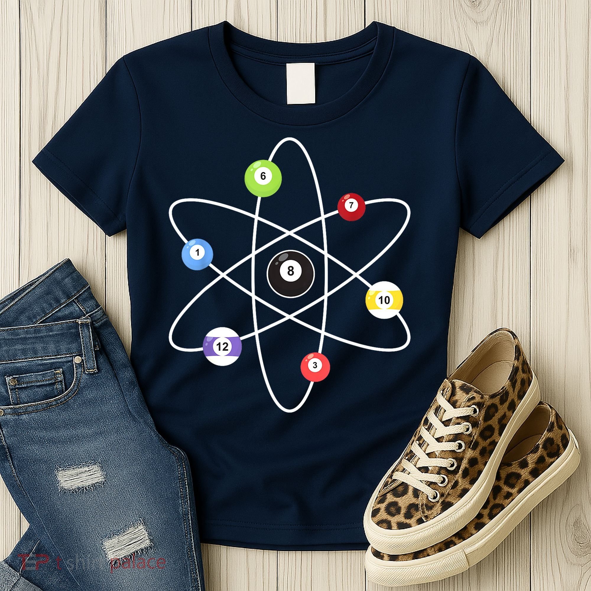 Billiard Lover Pool Player Game Sports Gift Cue Ball Atoms Women's T-Shirt