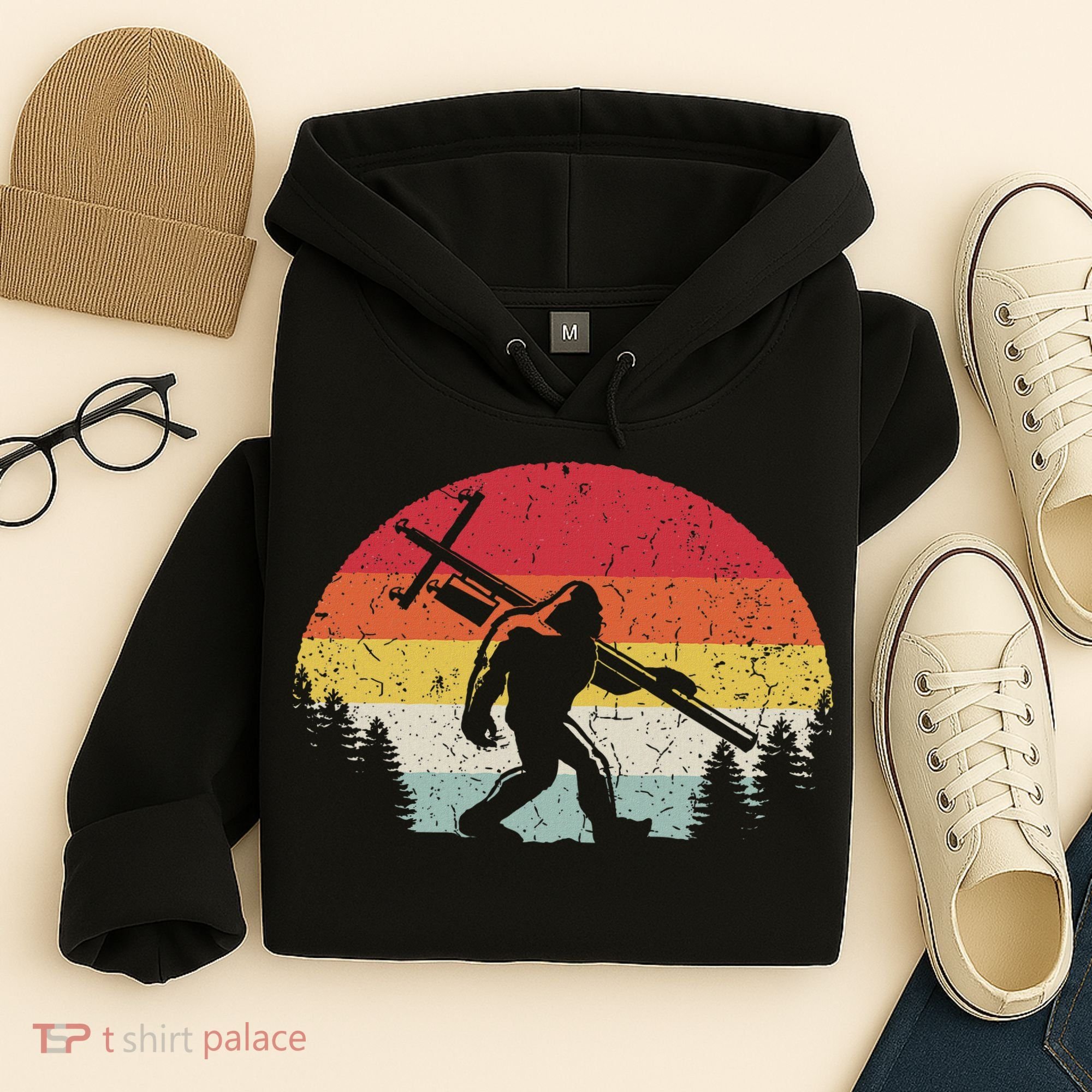 Bigfoot Lineman Power Electrician Funny Sasquatch Lineworker Hoodie
