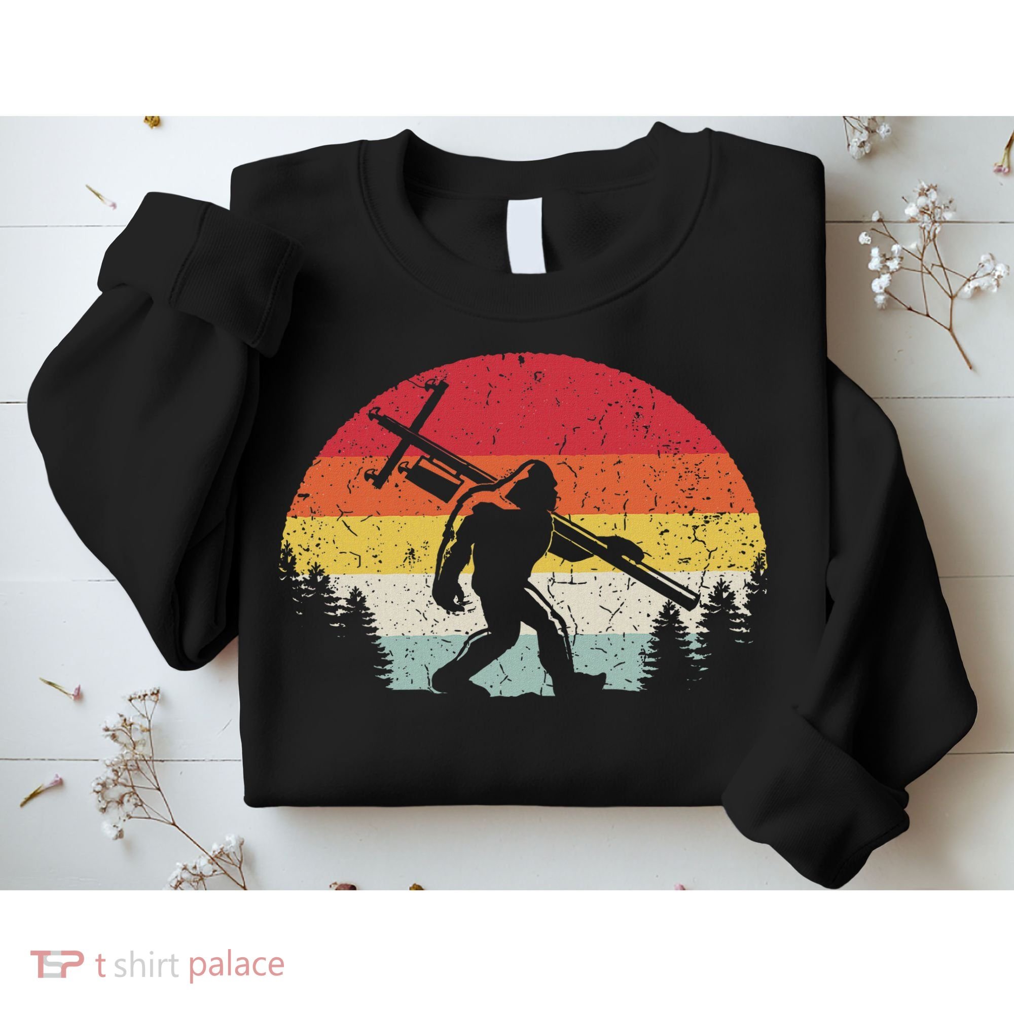Bigfoot Lineman Power Electrician Funny Sasquatch Lineworker Sweatshirt