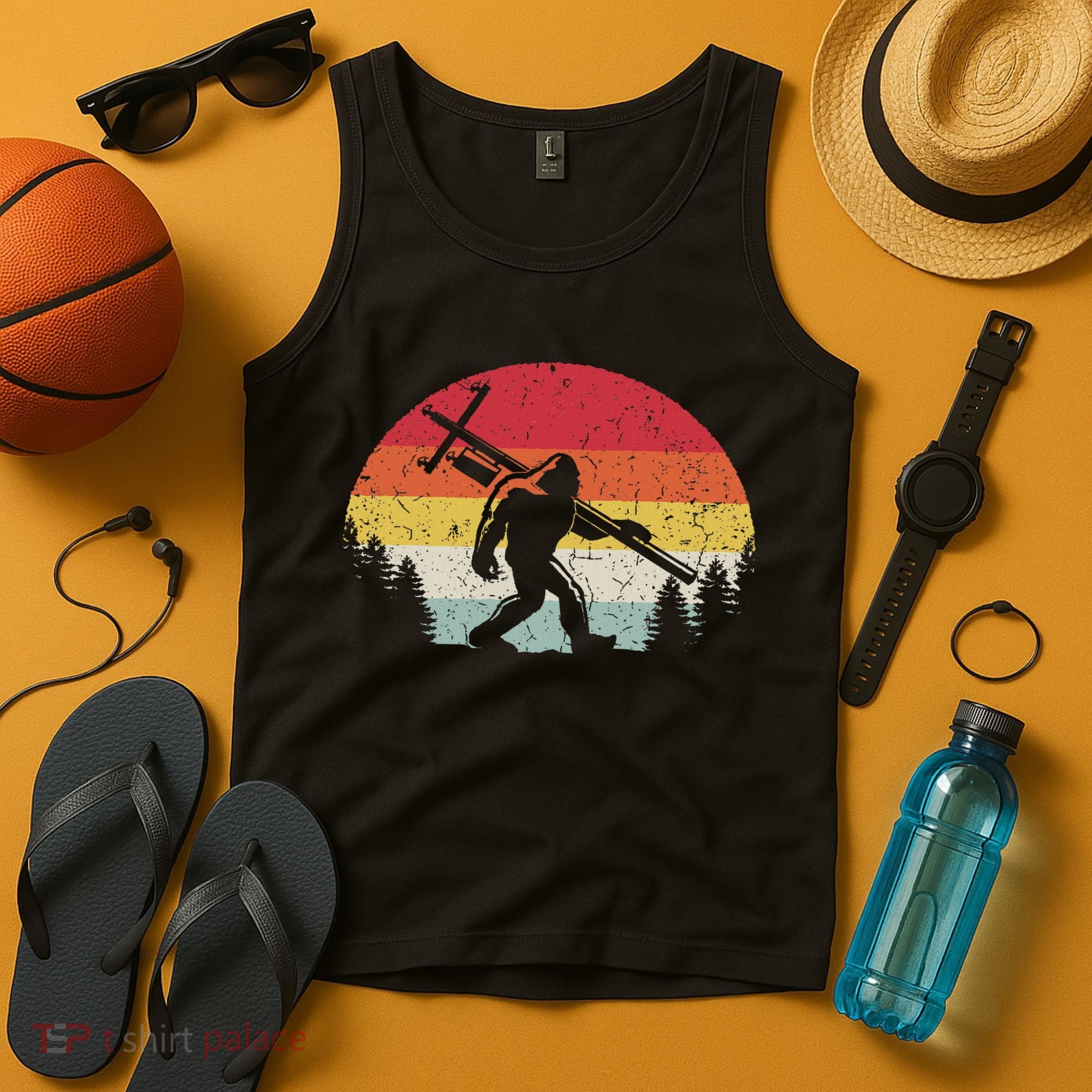 Bigfoot Lineman Power Electrician Funny Sasquatch Lineworker Tank Top