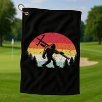 Bigfoot Lineman Power Electrician Funny Sasquatch Lineworker Golf Towel thumb 1