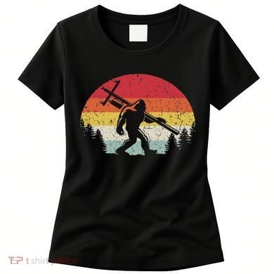 Bigfoot Lineman Power Electrician Funny Sasquatch Lineworker Women's T-Shirt