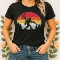 Bigfoot Lineman Power Electrician Funny Sasquatch Lineworker Women's T-Shirt thumb 2