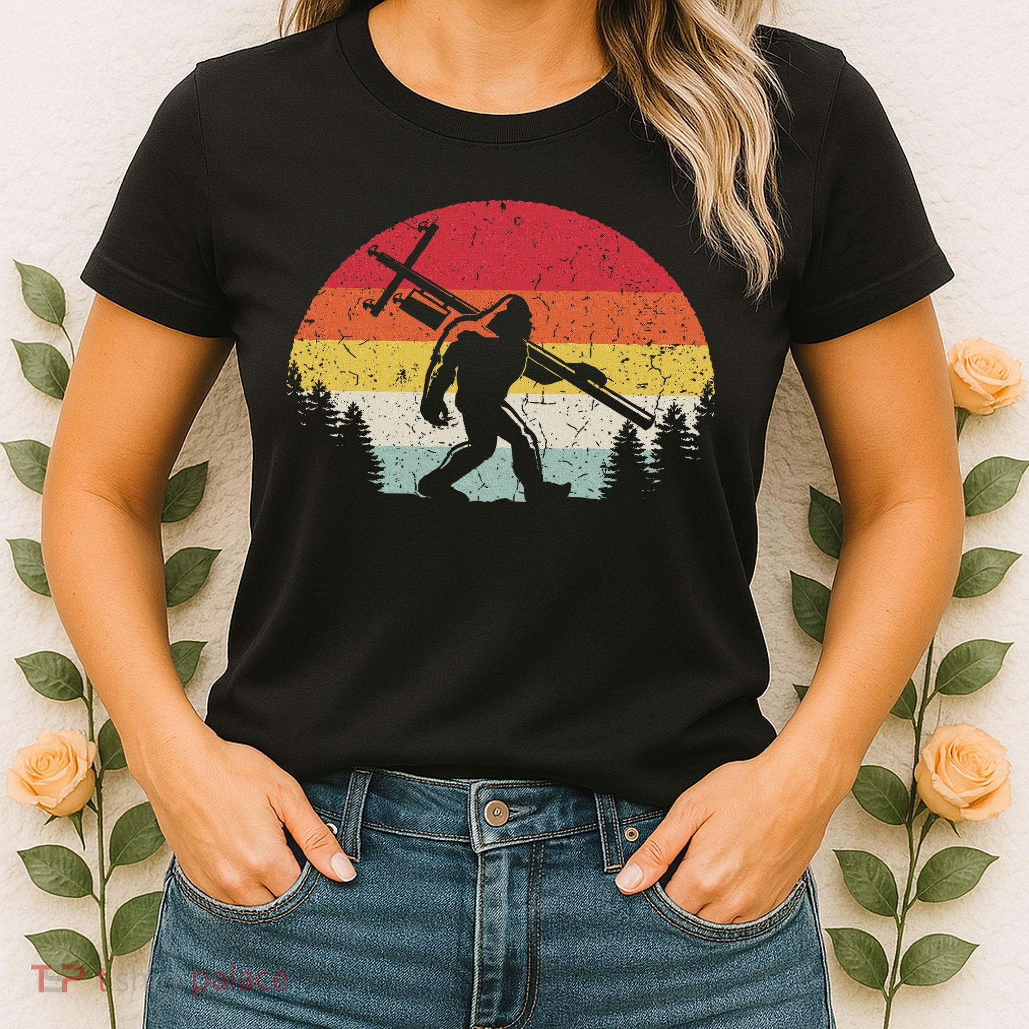 Bigfoot Lineman Power Electrician Funny Sasquatch Lineworker Women's T-Shirt
