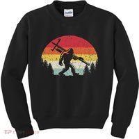 Bigfoot Lineman Power Electrician Funny Sasquatch Lineworker Kids Sweatshirt thumb 0
