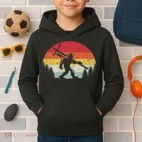 Bigfoot Lineman Power Electrician Funny Sasquatch Lineworker Kids Hoodie thumb 2