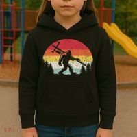 Bigfoot Lineman Power Electrician Funny Sasquatch Lineworker Kids Hoodie thumb 3