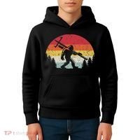Bigfoot Lineman Power Electrician Funny Sasquatch Lineworker Kids Hoodie thumb 4