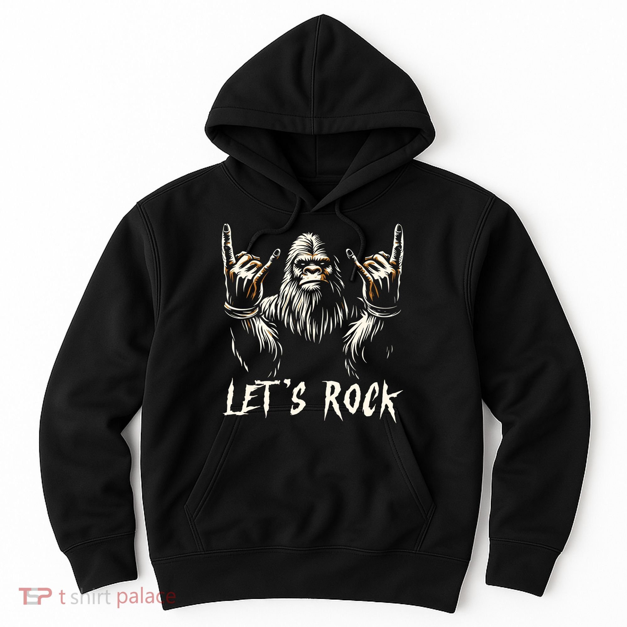 Bigfoot Lets Rock And Roll Funny Hoodie