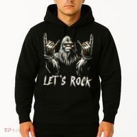 Bigfoot Lets Rock And Roll Funny Hoodie thumb 2