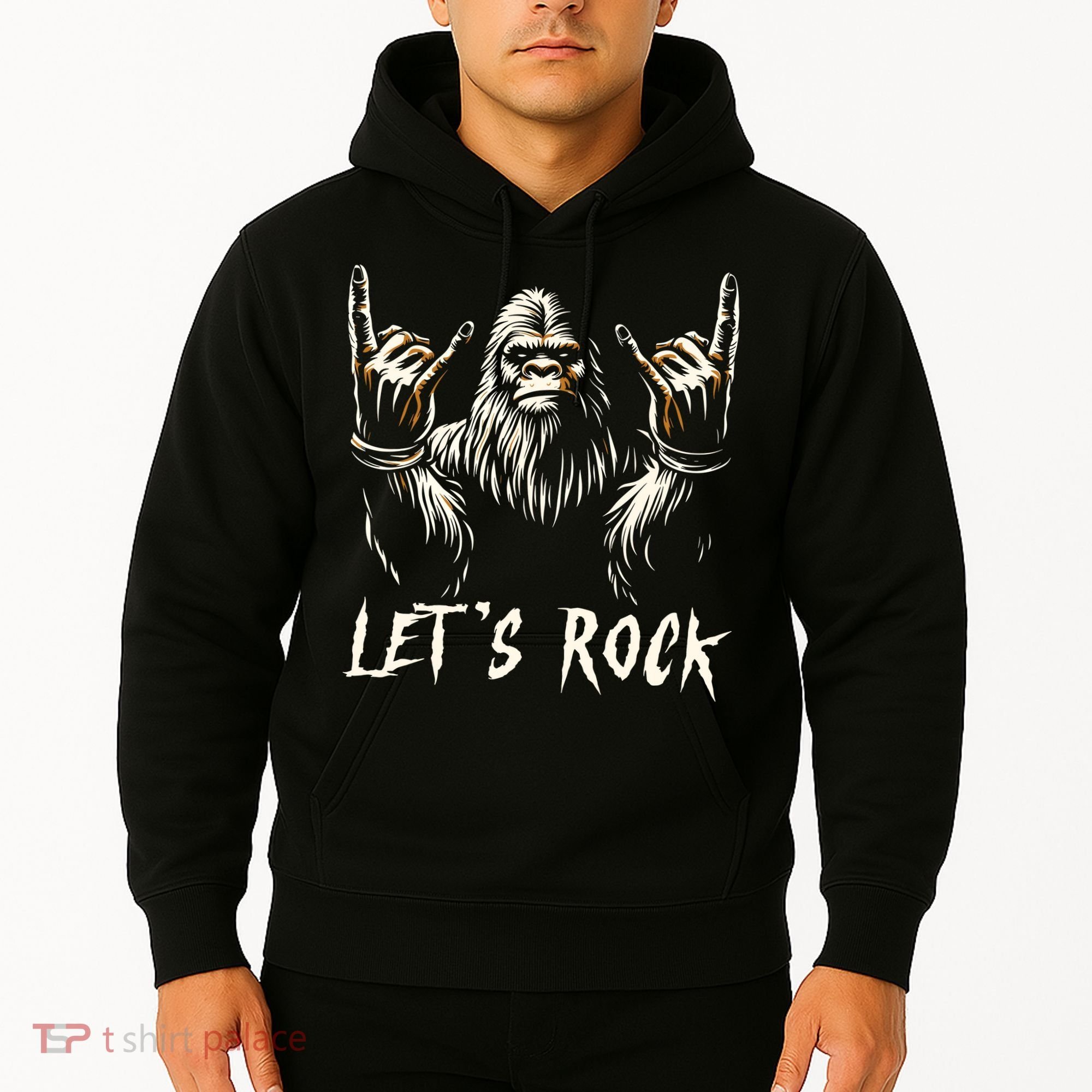 Bigfoot Lets Rock And Roll Funny Hoodie
